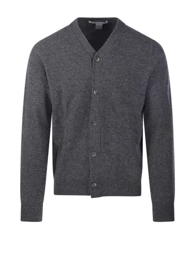 Comme Des Garçons Textured Knit Dark Grey Cardigan In Black