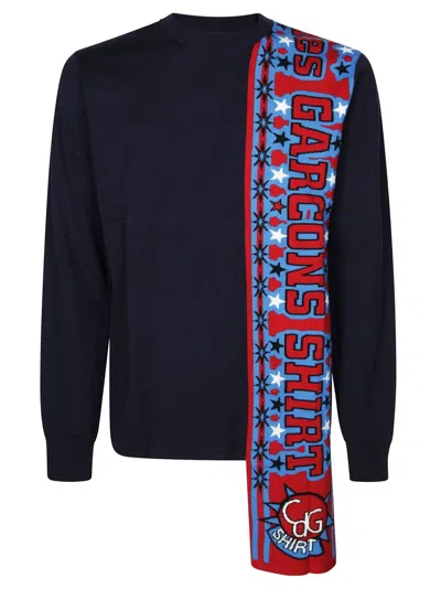 Comme Des Garçons Textured Knit Sweater With Classic Crew Neckline In Black