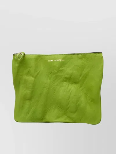 Comme Des Garçons Textured Leather Envelope Purse In Green