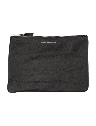 Comme Des Garçons Textured Leather Pouch In Black