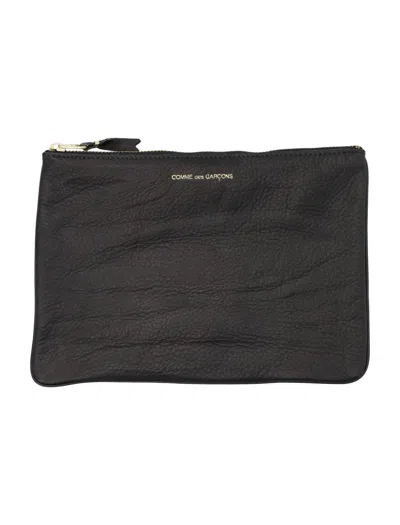 Comme Des Garçons Textured Leather Pouch In Black