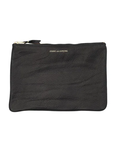 Comme Des Garçons Textured Leather Pouch In Black