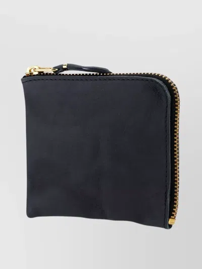 Comme Des Garçons Textured Leather Wallet With Gold-tone Hardware In Black