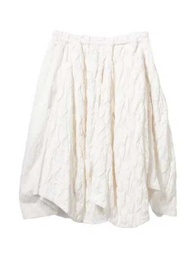 Comme Des Garçons Textured Midi Skirt In White