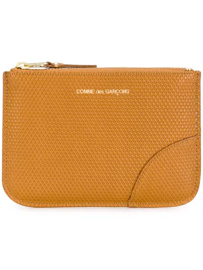 Comme Des Garçons Textured Leather Pouch In Brown
