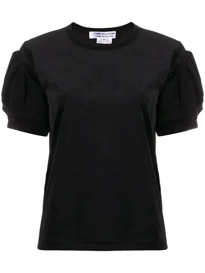 Comme Des Garçons Textured Puff Sleeve T-shirt In Black