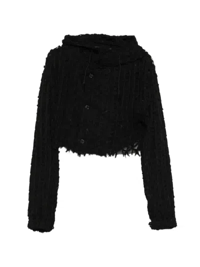 Comme Des Garçons Textured Raw-edge Jacket In Black