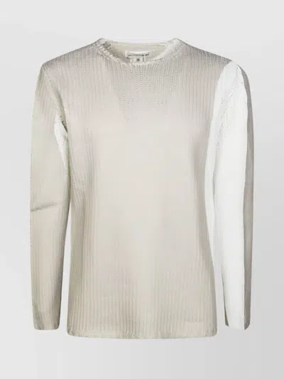 Comme Des Garçons Textured Round Neck Long Sleeves Sweater In Beige