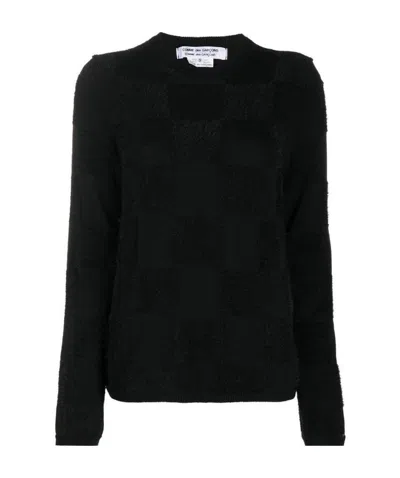 Comme Des Garçons Textured Square Knit Jumper In Black