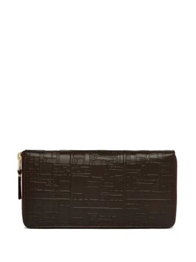 Comme Des Garçons Textured Zip-around Wallet In Brown