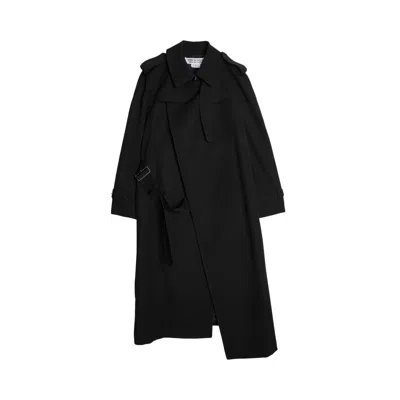 Pre-owned Comme Des Garçons Thick Gabardine Belted Trench Coat 'black' | Women's Size Xs