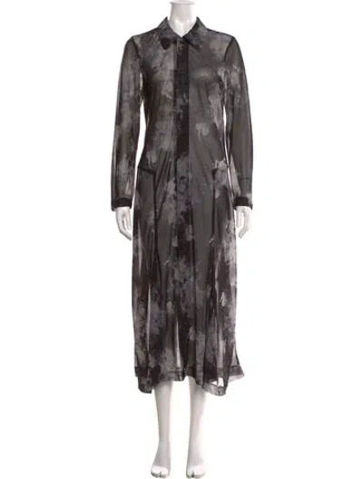 Pre-owned Comme Des Garçons Tie-dye Print Midi Length Dress In Gray