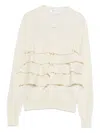 Comme Des Garçons Tiered-ruffle Cardigan In White