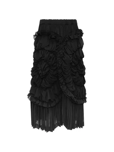 Comme Des Garçons Tiered Ruffled Midi Skirt In Black