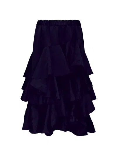 Comme Des Garçons Tiered Ruffled Midi Skirt In Blue