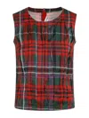 Comme Des Garçons Tartan Sleeveless Satin Top In Red