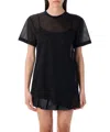 Comme Des Garçons Asymmetric Nylon Mesh T-shirt In Black