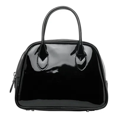 Comme Des Garçons Top Handle Patent Trapezoid Extra Small In Black