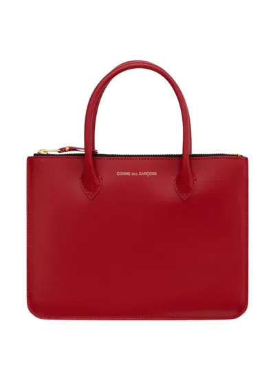 Comme Des Garçons Top Handle Zip Tote Bag In Red