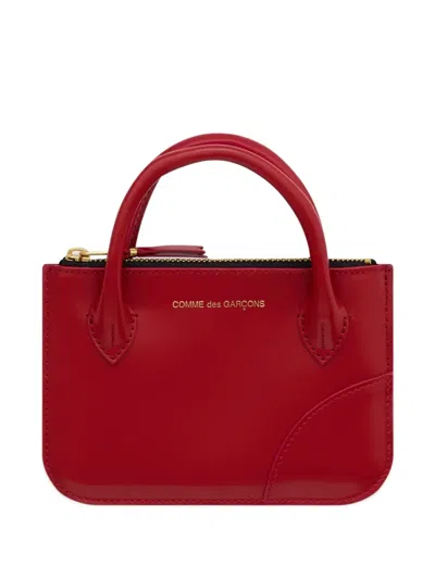 Comme Des Garçons Top Handle Zip Wallet In Burgundy