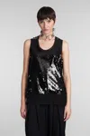 Comme Des Garçons Sequin Tank Top In Black