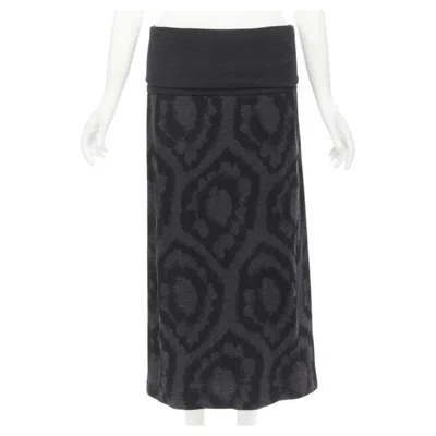 Pre-owned Comme Des Garçons Comme Des Garcons Tricot 1980s Vintage Grey Floral Print Foldover Waist Skirt S In Gray