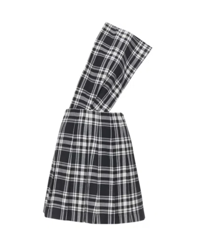 Comme Des Garçons Tricot Comme Des Garcons 1980s Vintage Plaid Check Sash Pleated Skirt In Black