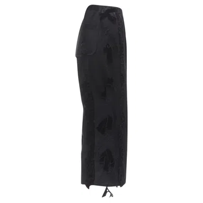 Comme Des Garçons Tricot Comme Des Garcons Floral Velvet Trim Wide Pants In Black