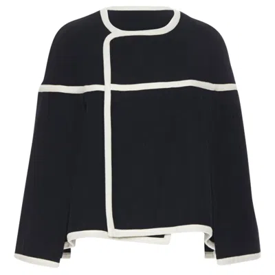 Comme Des Garçons Comme Des Garcons Trimmed Cape Poncho Jacket In Black