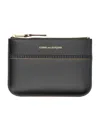 Comme Des Garçons Triple Stich Small Leather Pouch In Black