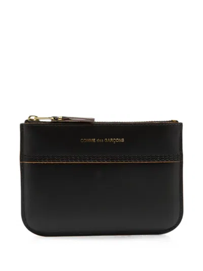 Comme Des Garçons Triple Stitch Logo-stamp Leather Wallet In Black
