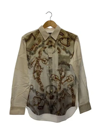 Pre-owned Comme Des Garçons Trompe-l'œil Stirrups Silk Button Up Shirt In White
