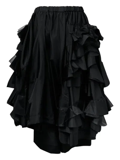 Comme Des Garçons Tropical Ruffled Trousers In Black