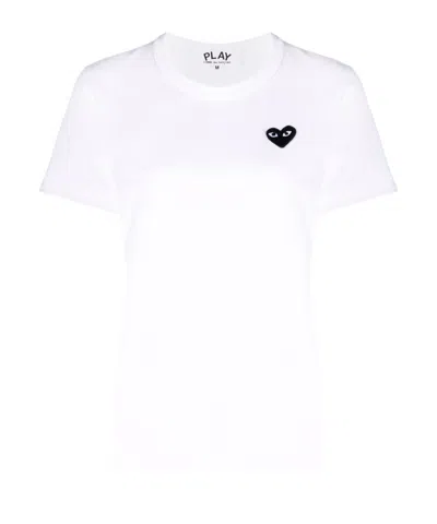 Comme Des Garçons T-shirt  Heart Motif Cotton Tee In White