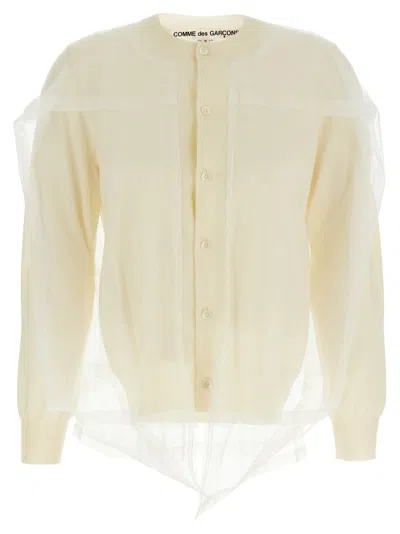 Comme Des Garçons Comme Des Garcons Tulle-layered Knit Cardigan In Yellow