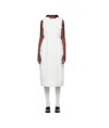 Comme Des Garçons Tulle Flower Tape Embroidery Midi Dress In White