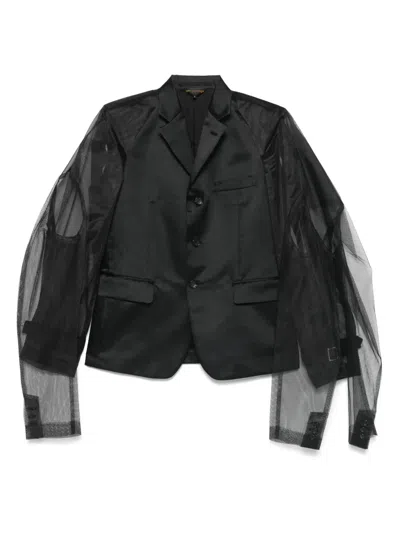 Comme Des Garçons Tulle-inserts Blazer In Black