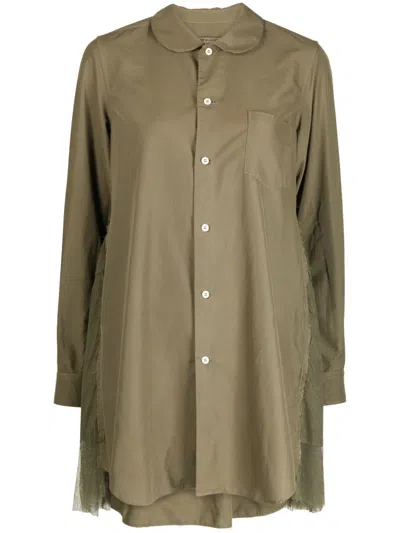 Comme Des Garçons Women's Oversized Tulle Shirt In Khaki
