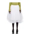 Comme Des Garçons White Nylon Tulle Midi Skirt In White