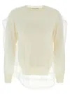 Comme Des Garçons Wool Sweater With Multilayer Tulle Detail