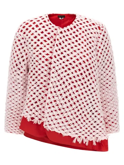 Comme Des Garçons Tulle-weave Satin Blazer In Red
