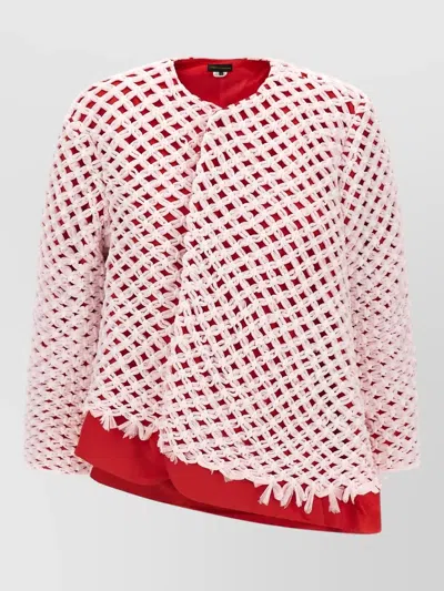 Comme Des Garçons Tulle Weave Blazer Open Front Design In Pink