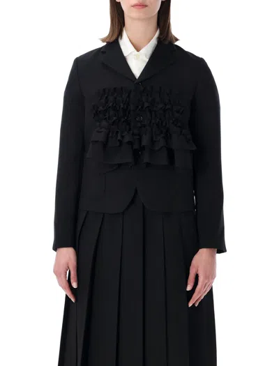 Comme Des Garçons Comme Des Garcons Tulle-inserts Cropped Jacket In Black
