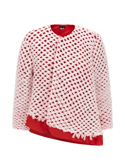 Comme Des Garçons Tulle Weave Blazer Open Front Design In Pink