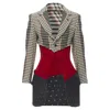 Comme Des Garçons Comme Des Garcons Tweed Velvet Jacquard Deconstructed Blazer In Multi