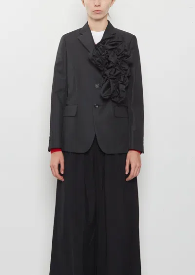 Comme Des Garçons Twill Asymmetric Ruffle Jacket In Transparent