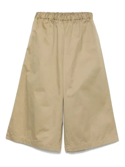 Comme Des Garçons Elasticated-waist Cropped Trousers In Brown