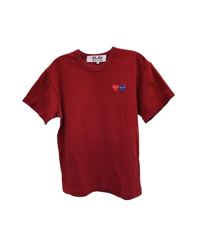 Comme Des Garçons Comme Des Garcons Twin Hearts Slim Fit Jersey T-shirt In Red Cotton