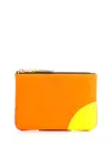 Comme Des Garçons Two-tone Leather Coin Purse Wallets Multicolor In Orange