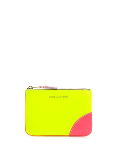 Comme Des Garçons Two-tone Leather Coin Purse Wallets White